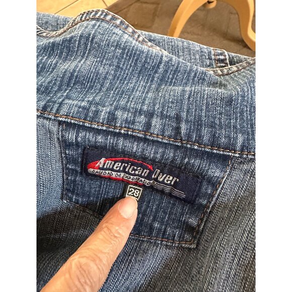 American Over Size Small Denim Jacket Collared Long Sleeve Blue Casual Layer - Picture 12 of 12